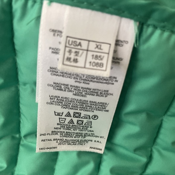 Brooks Brothers "346" Green Quilted Puffer Vest Lightweight Womens XL - Picture 7 of 11